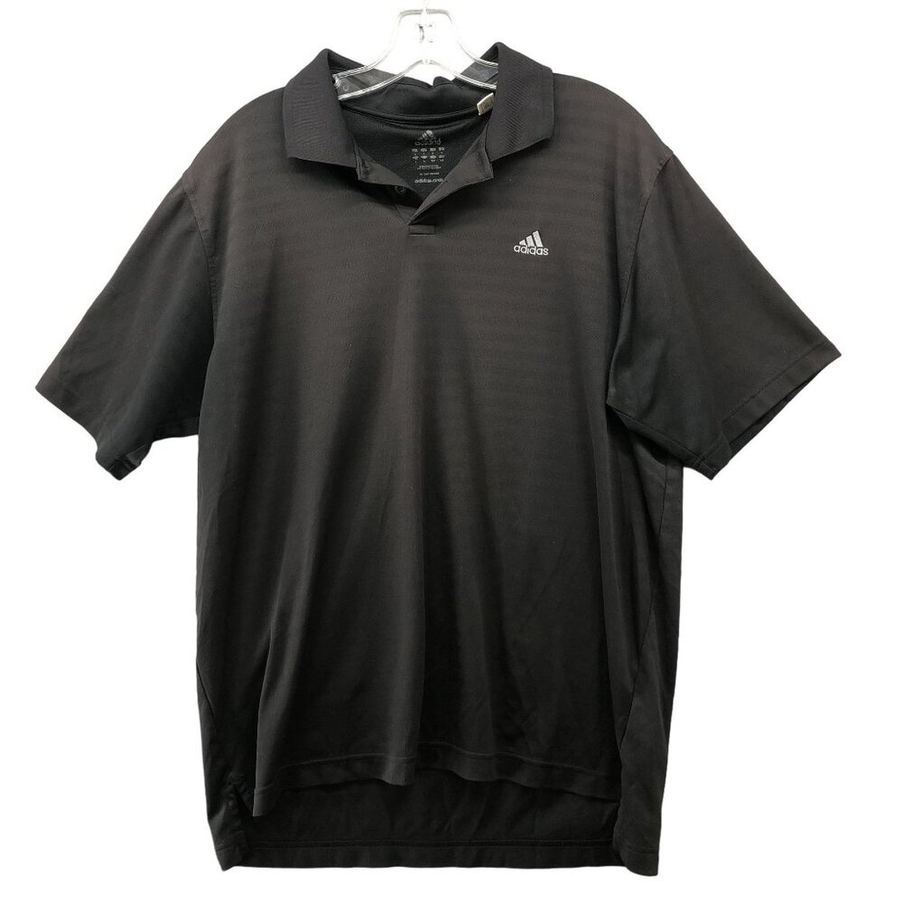 Adidas Golf Polo Shirt Mens L Black Active 360 Short Sleeve Moisture Wicking